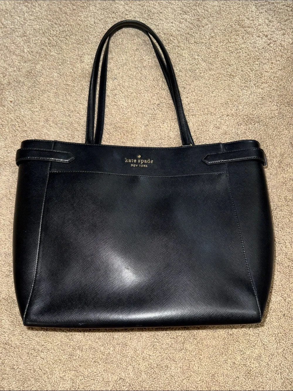 Kate Spade New York Staci Large Laptop Tote Leather Handbag Black
